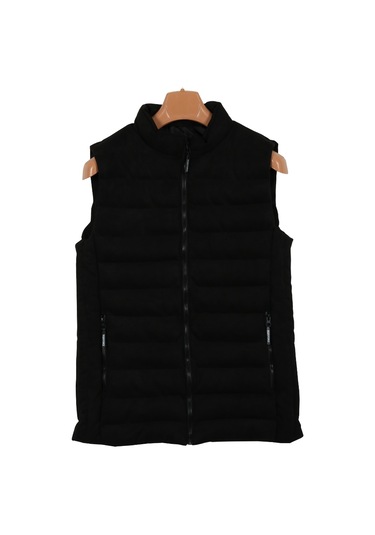 Erkek Dar Kesim Nubuk Süet Siyah Şişme Yelek Rar01239 001