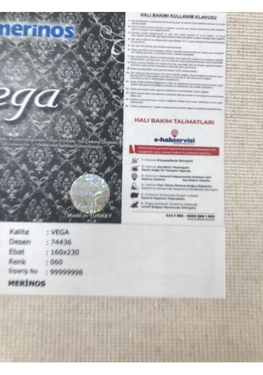 Merinos Halı Vega 74436 060 Serisi Akrilik Salon Oturma Yatak Odası Halısı Krem