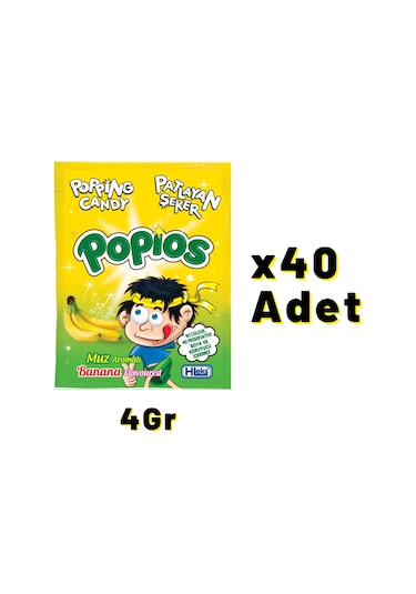 Hleks Patlayan Şeker Popios 40 Adet 4 Gr Muz