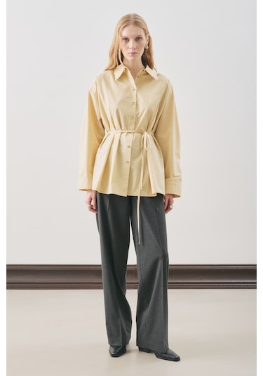 Parçalı Tasarım Gömlek Soft Sarı Soft Sarı