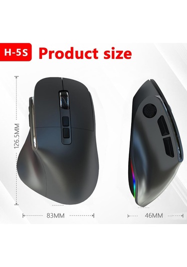 Siyah Kablosuz Ergonomik Zarif Tasarım Rgb Dual Moude 2.4ghz+bt5.0 Ofis Ve Gaming Oyuncu Faresi Diğer