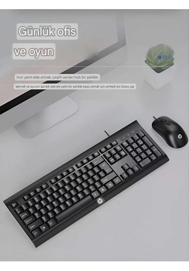 Hp Km100 Kablolu Klavye Mouse Set İngilice Q Optik