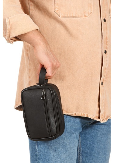 Newish Polo Erkek Bileklik Kemerli Portföy Clutch Traş Kozmetik El Çantası New344 Siyah