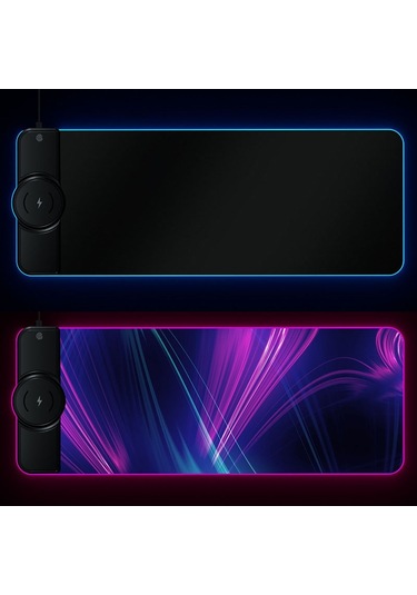 K9186 Kablosuz Şarj Cihazlı Çok Fonksiyonlu Rgb Aydınlatma Mouse Pad Renkli