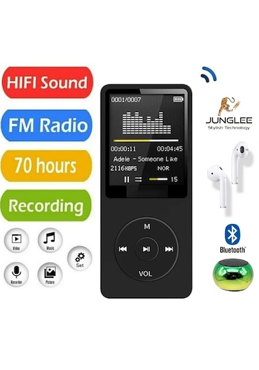 8gb Dahili Hafızalı Mp3 Çalar Ses Kayıt Fm Radyolu Müzik Player