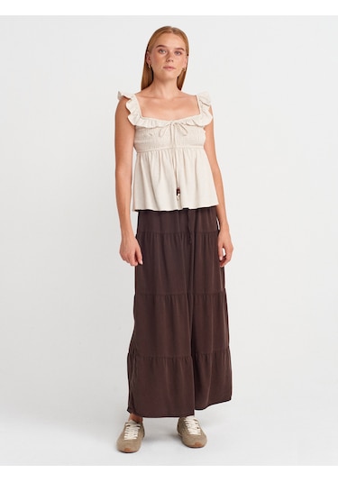 Dilvin 50873 Fırfırlı Bluz-bej Bej