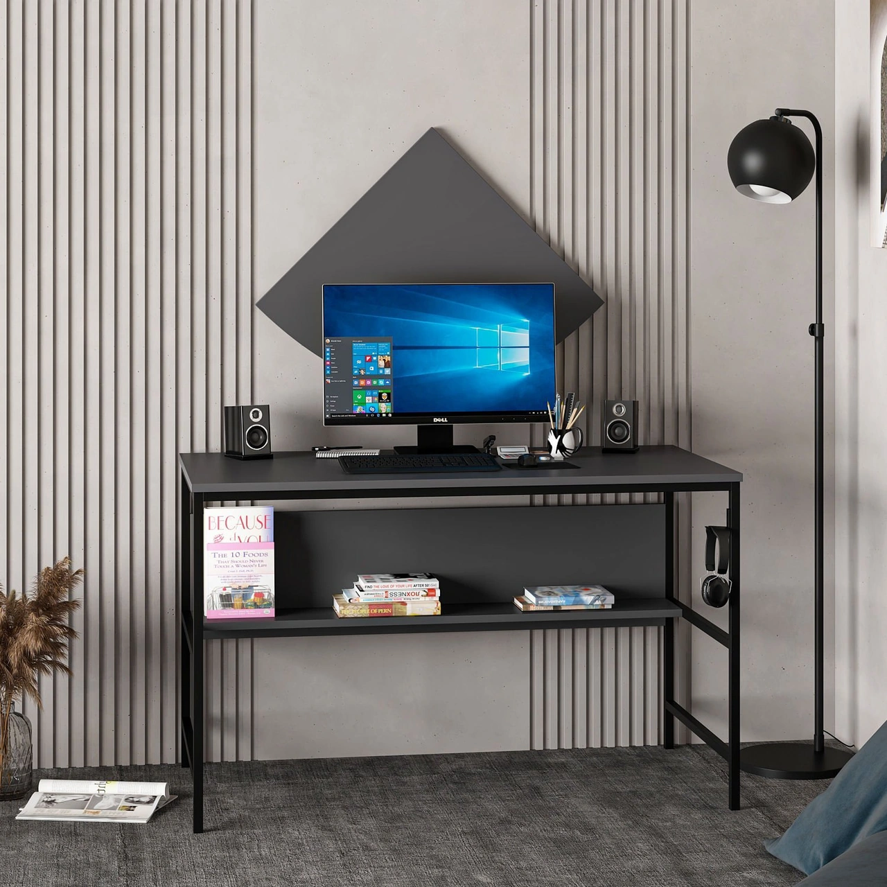 Minar Greta Çalışma Masası Modül1 - Antrasit Siyah