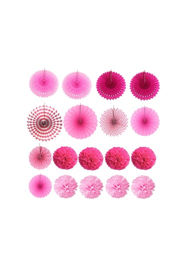 Aubyhe Pembe Renkli 20 Parça Parti Dekorasyon Seti - Renkli Kağıt Flamingo Ve Toplar - Düğün, Doğum Günü Dekoru