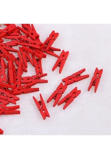 Gösterildiği Gibi-100 Adet Ahşap Ataşlar Ahşap Clothespins Asılı Po Resimleri Boyama Noel Dekorasyon Ev Dekor Kırmızı
