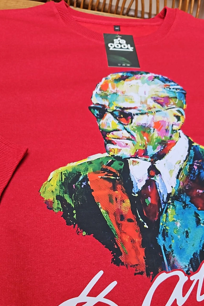 Karizma Gözlüklü Gazi Mustafa Kemal Atatürk Portresi Ata Baskılı Kırmızı Sweatshirt Kırmızı