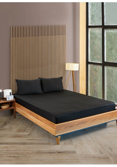 Pamuklu Çizgili Saten Tek Kişilik Lastikli Çarşaf Seti 100 X 200