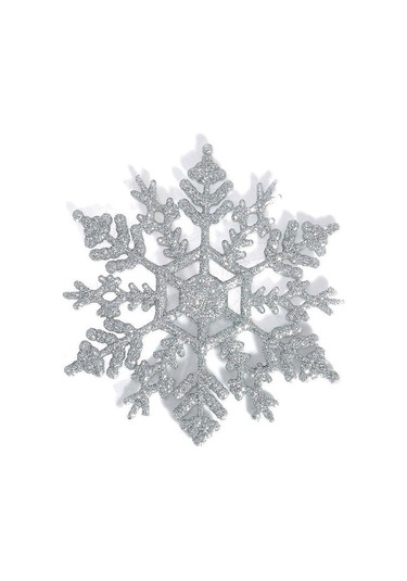 Hermoso 12 Adet Gümüş Işıltılı Kar Tanesi Dekorasyon Noel Ağacı Süsü 10cm