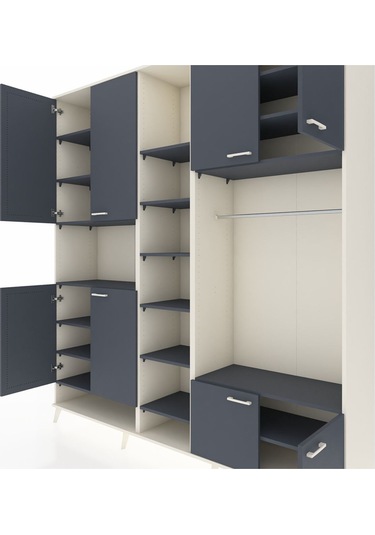 Hyperion Dolap 18 Raflı 8 Kapaklı Tek Askılı 220x44x243 Aytaşı-antrasit/antrasit Antrasıt/antrasıt