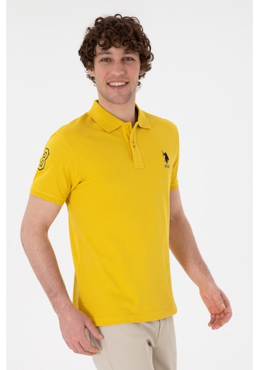 U.S. Polo Assn. Erkek Slim Fit Polo Yaka Sarı Basic Tişört 50305929-VR094