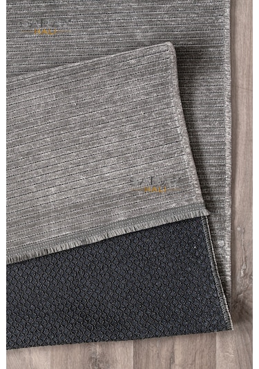 Saraz Halı Dizayn Şönil Dokuma Kayma Yapmaz Makinede Yıkanabilir Leke Tutmaz Kesme Bohem Kilim Gri Gri