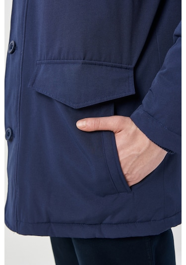 Wrangler Regular Fit Normal Kesim Dik Yaka Lacivert Parka Ceket Lacivert