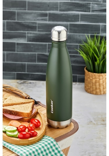 Cooker Hydrokeep 500 Ml Paslanmaz Çelik Şişe Termos Ckr2071 Haki