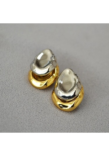 Flybuy Vintage Paslanmaz Çelik Damlacık Küpe Kadın - Bakır Saplama 1.5cm Gümüş Gümüş