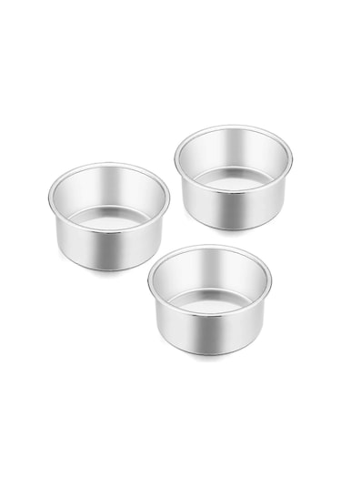 4 İnç Küçük Kek Kalıbı 3'lü Set, Paslanmaz Çelik Mini Yuvarlak Smash Kek Pişirme Kalıbı 3 Parça Çok Renkli