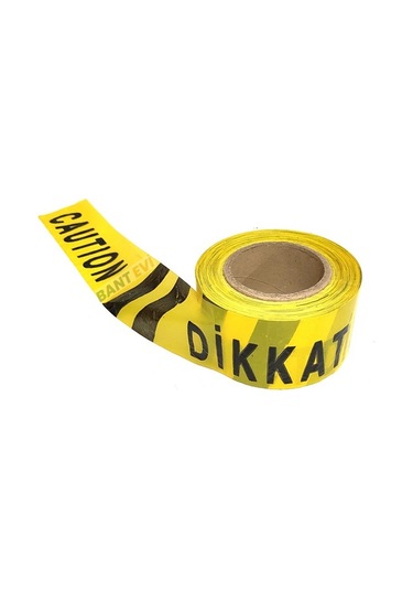 Dikkat Caution İkaz Bandı Emniyet Şeridi 75mmx250m Sarı Siyah