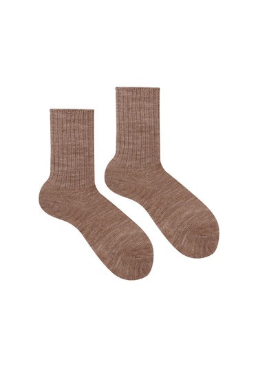 Ozzy Socks Soft Touch Kışlık Kadın Yünlü Uyku Çorabı Kahverengi