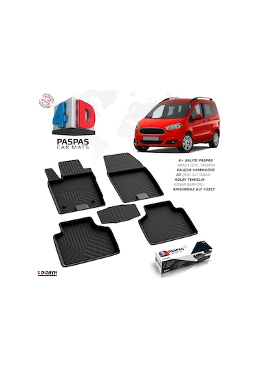 Ford Courier 4D Havuzlu Paspas Siyah A+Kalite
