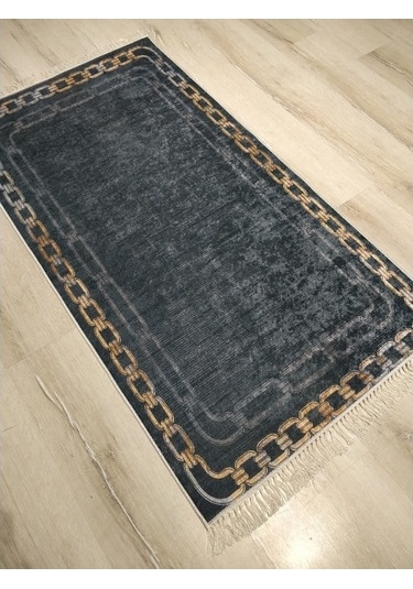 Yamalı Home Style Deri Taban Siyah Gold Sl6802 80X150 Siyah