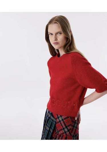 Twist Sloganlı Triko Kırmızı Kadın Kazak Tw6250050283 Kırmızı