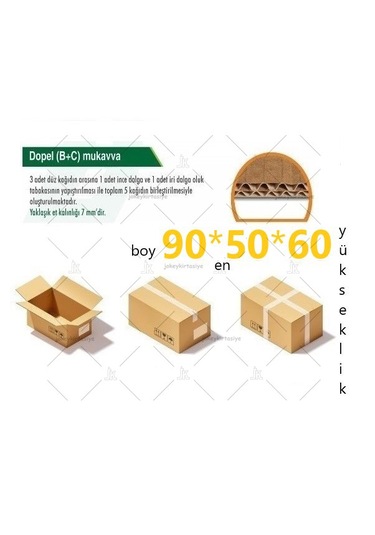 90x50x60 Ksssk 140gr Çift Oluklu Jumbo Boy Koli-5adet 90desi