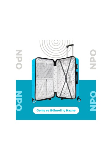 Npo Diamond Pp Polipropilen Büyük Ve Orta Boy 2li Kırılmaz Valiz Seti - Turkuaz Turkuaz