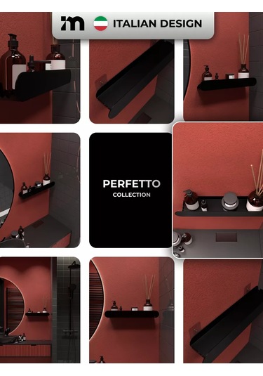 Incanto Metallico Delme Gerektirmeyen Banyo Rafı 207234206 Siyah