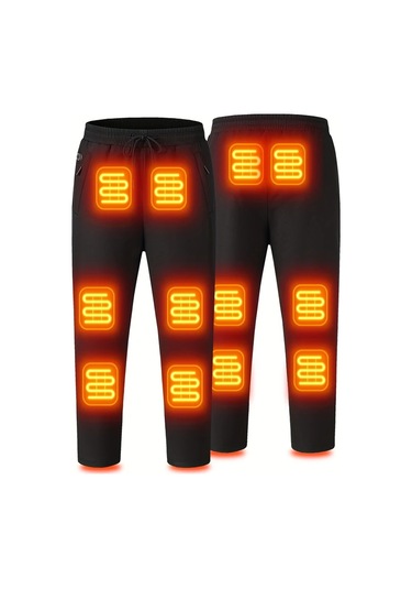 Willowhaven Woohee 12 Bölgeli Isıtmalı Sıcak Pantolon Siyah Düğmeli 3 Seviye Isı Ayarlı Siyah