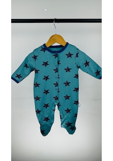 Yıldızlı Çıtçıtlı Pamuklu Bebek Tulum 001