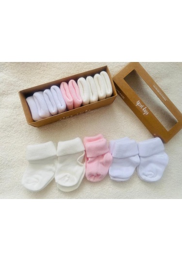 Kız Bebe Yenidoğan Kutulu 5'li Çorap 1309p Pembe