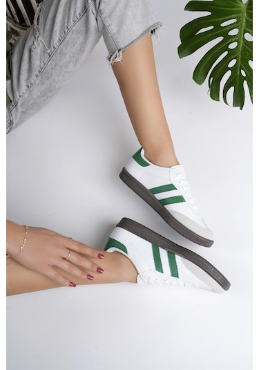 Muggo Gordon Unisex Ortopedik Günlük Garantili Bağcıklı Yürüyüş Koşu Sneaker Spor Ayakkabı Yeşil