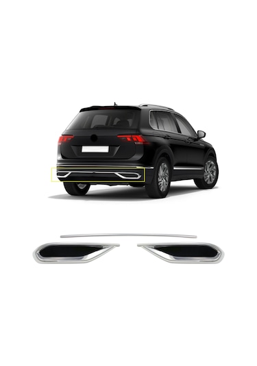VW TIGUAN 2020 ARKA DİFÜZÖR EGZOZ ÇIKIŞI 3 PRÇ PASLANMAZ
