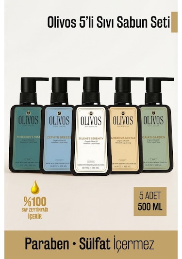 Olivos Zeytinyağı Bazlı Sıvı Sabun Seti 5 x 500 ML