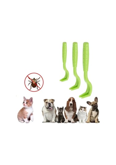 Topshop1 Yeşil 3 Adet Kene Piresi Temizleme Aracı Köpekler İçin Güvenli Etkili Parazit Kontrolü