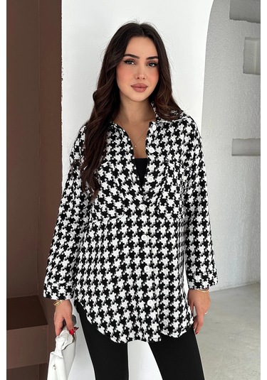 Kazayağı Gömlek Siyah Siyah