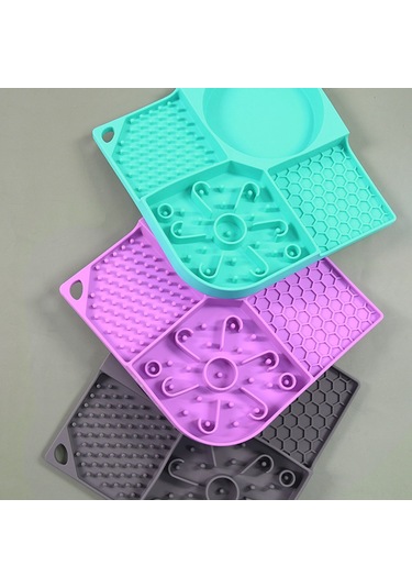 Kosona Köpek Yavaş Yeme Matı Silikon Emici Dikdörtgen Atıştırmalık Tutucu Duş Dağıtıcı Evcil Hayvan Paspası Mor Diğer