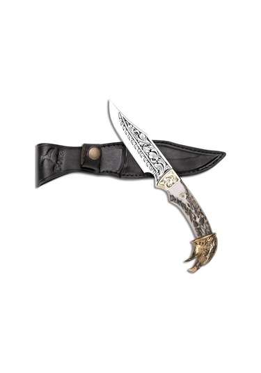 Bora 310 Dragon Geyik Boynuzu Sap Gravürlü Bıçak Çok Renkli