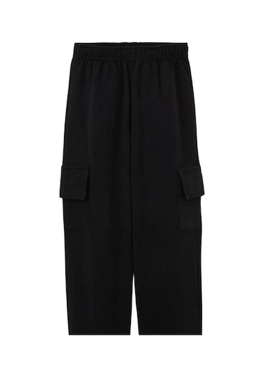 Erkek Çocuk İçi Şardonlu Kargo Cepli Pantolon-15253 Siyah