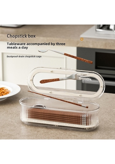 Mufunye Küçük Ev Aletleri Saklama Kutusu, Toz Engelleme Kapağı Ve Süzme Özelliği İle Cam Görünüm, Çubuk, Kaşık, Çatal Depolama Krem Beyaz Diğer