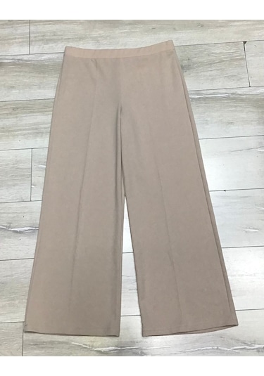 Scuba Beli Lastikli Bedenli Büyük Beden Bol Paça Panolont-inci Krem