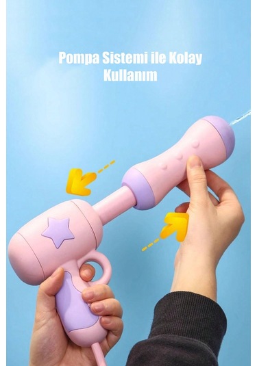 Sırt Çantalı Sırta Takılabilen Pompalı Su Tabancası 2000ml Kapasite - Pembe