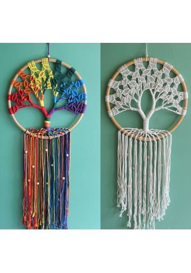 Rüya Kapanı Dream Catcher Hayat Ağacı Model 2 Çok Renkli