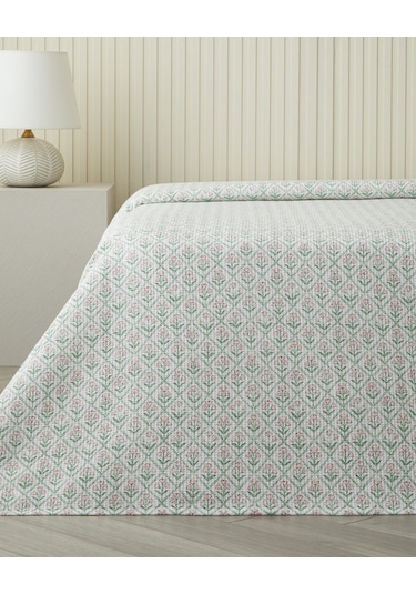 Bloom Crest Çift Kişilik Pike 200x220 Cm Yeşil