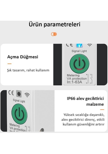 Tomzn WiFi Özellikli Akıllı Sigorta Dahili Enerji Ölçerli Zaman Rölesi 63A