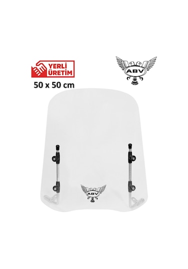 ABV Üniversal Şeffaf Siperlik 49 x 49 CM + Bağlantı Ekipmanı (Motosiklet Camı)
