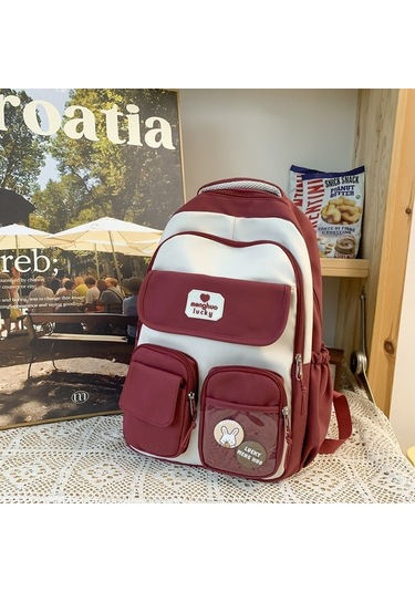 İlkokul Ve Ortaokul Öğrencilerine Özel Şık Ve Konforlu Geniş Hacimli Dayanıklı Sırt Çantası, Ergonomik Omuz Askılı Okul Çantası, Kampüs Tasarımı Çocuk Sırt Çantası Kirmizi